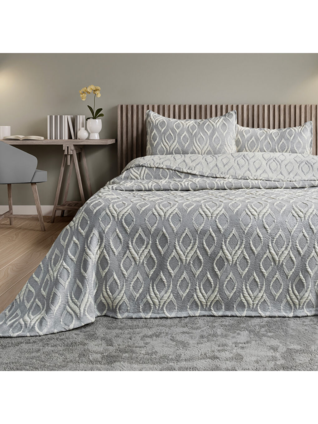 Gri Home Duo Yatak Örtüsü-1