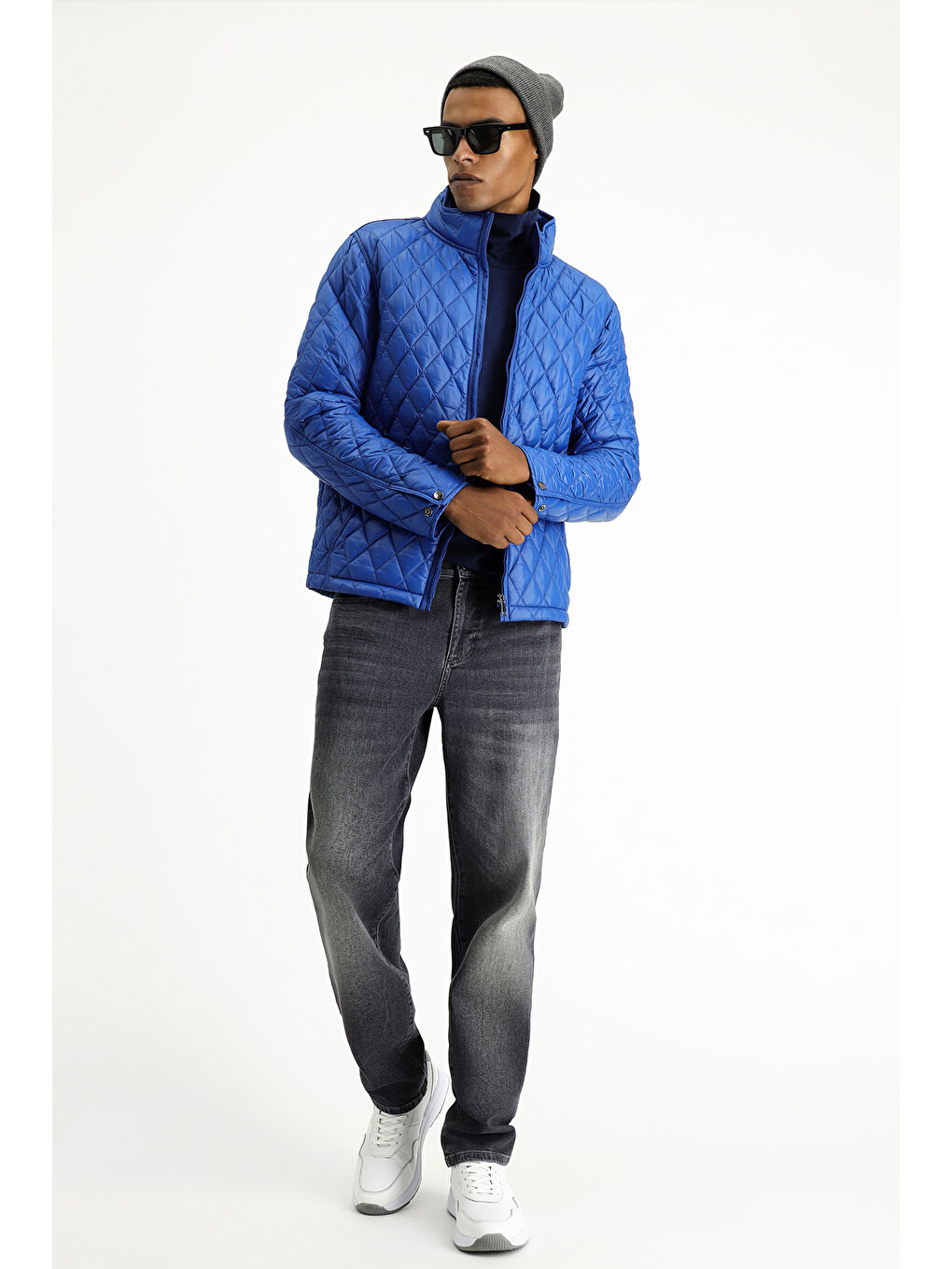 Mavi Kapitone Spor Şişme Mont-1