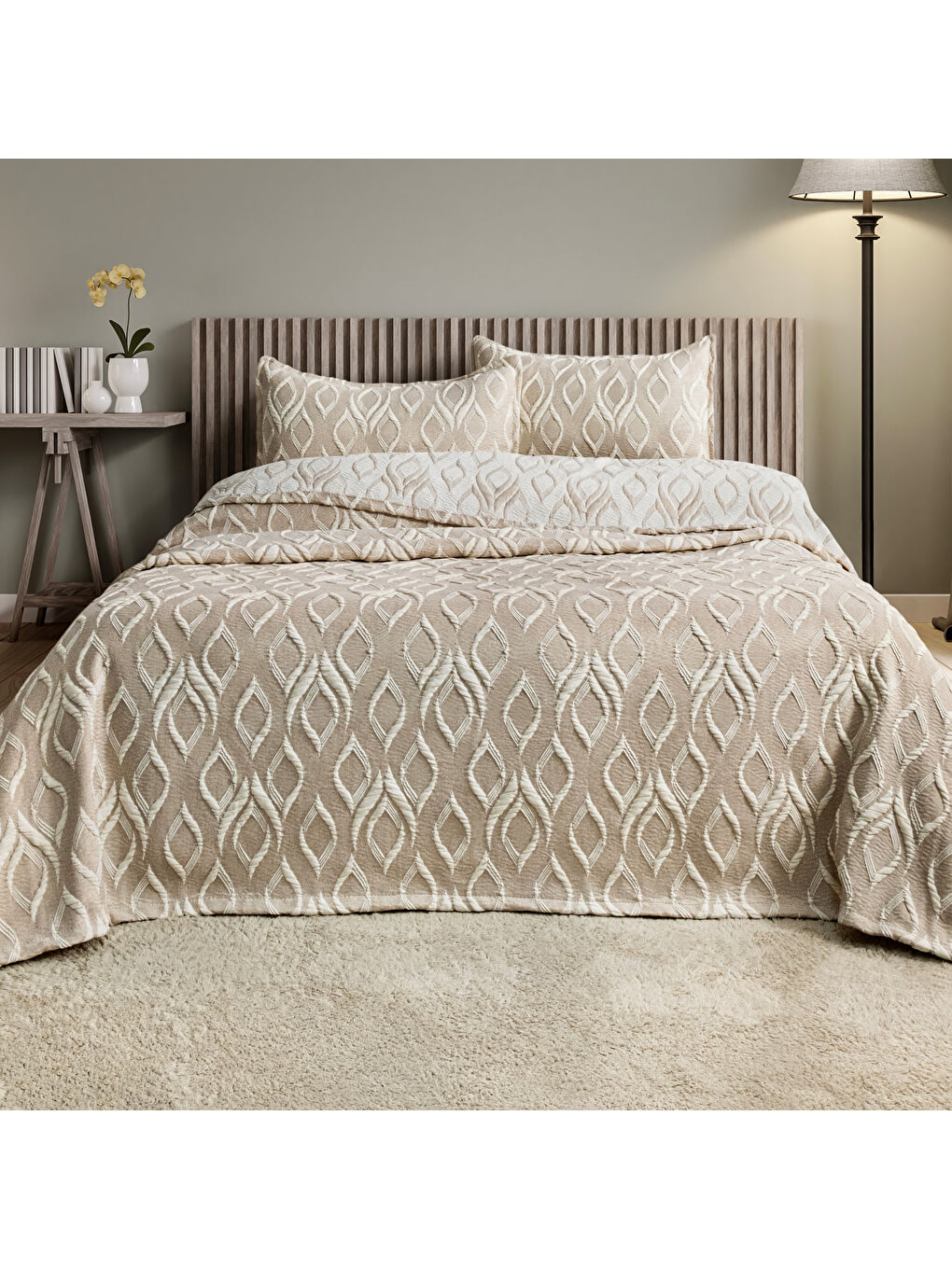 Bej Home Duo Yatak Örtüsü