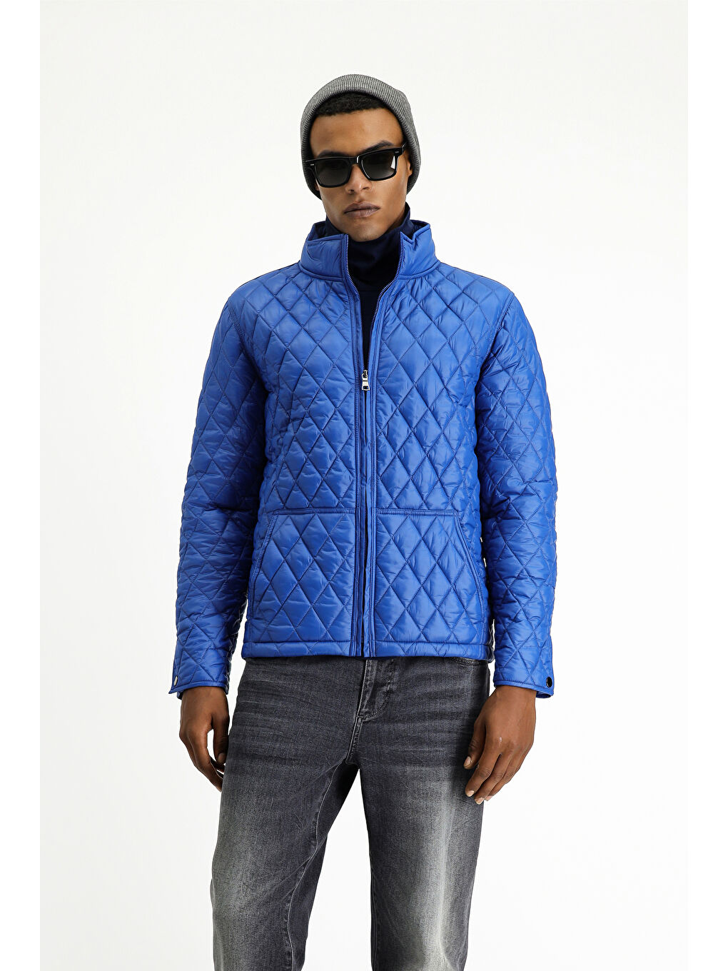 Mavi Kapitone Spor Şişme Mont-3