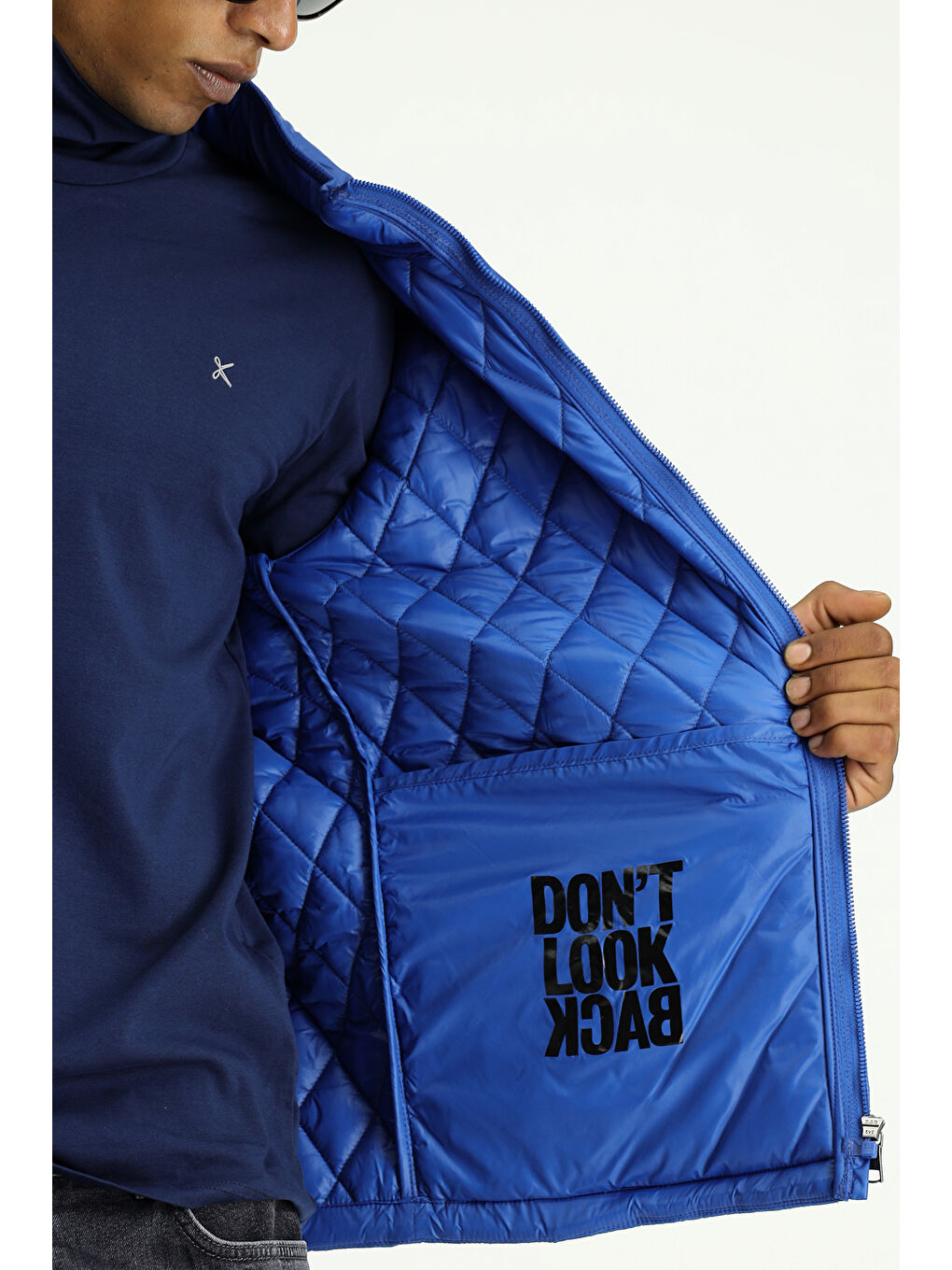 Mavi Kapitone Spor Şişme Mont-5