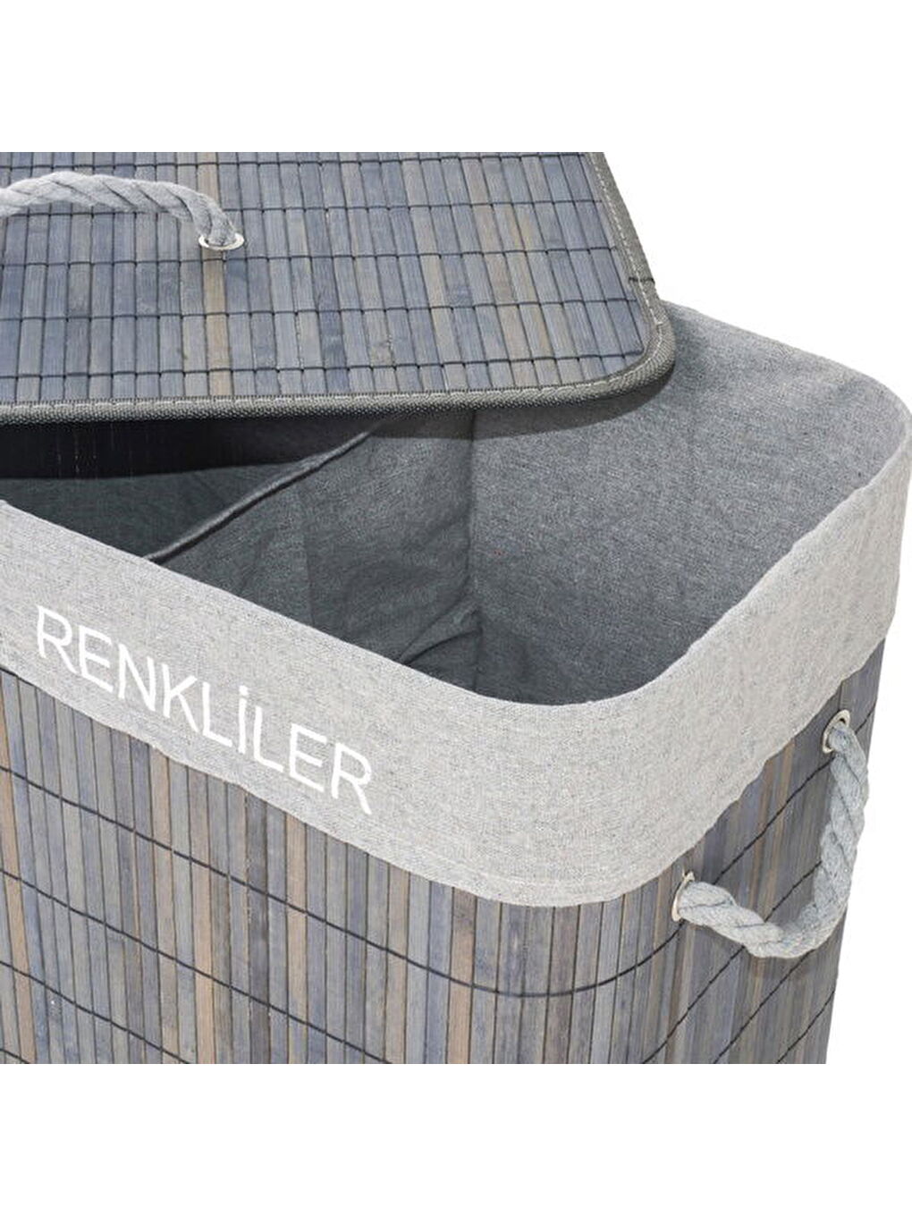 2 Bölmeli Çamaşır Sepeti - Gri - 52x32x60 cm-1