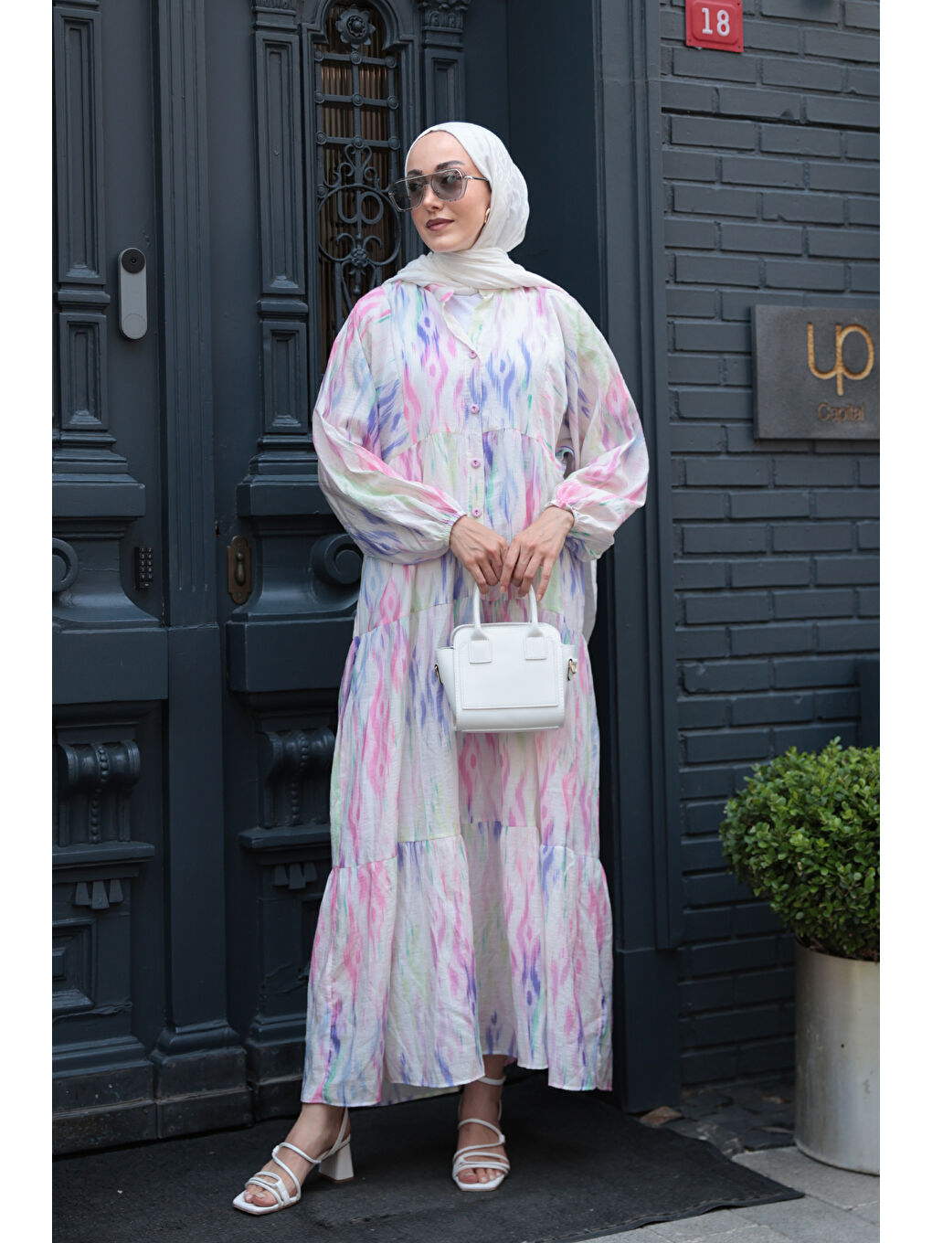 Kadın Desen Elbise Fıstık Yeşil-2