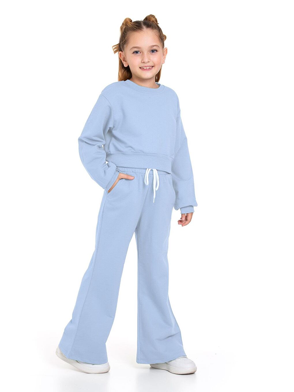 Bol Paça Bebek Mavisi Renk Kız Çocuk Eşofman Takım