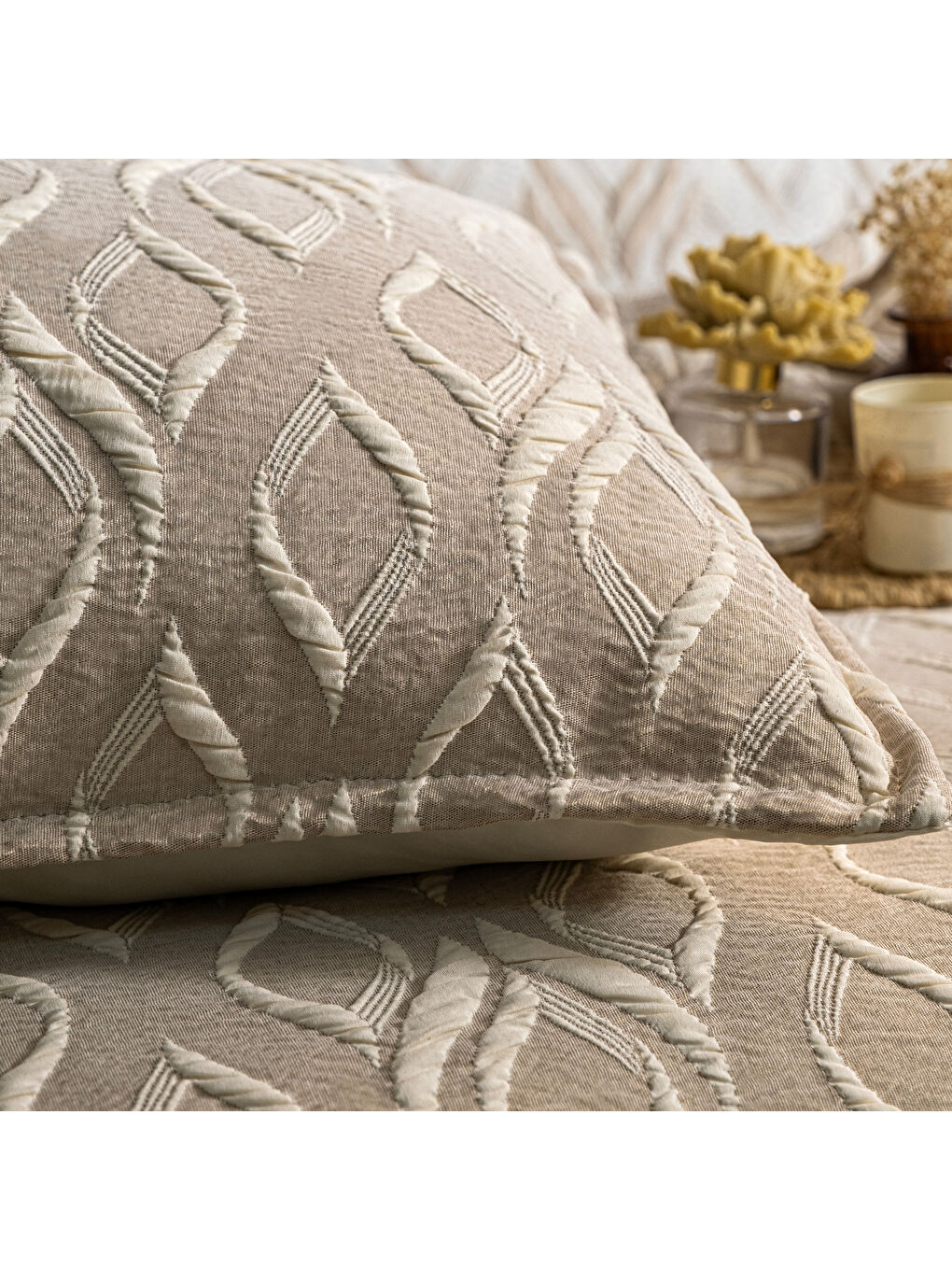 Bej Home Duo Yatak Örtüsü-6