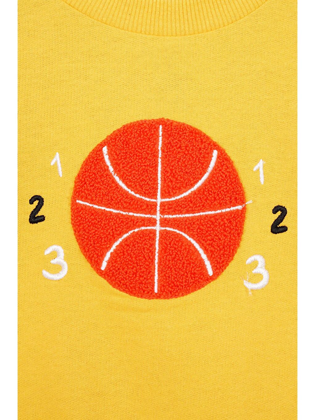 Sarı Basket Topu Nakışlı Koyu Hardal Renk Erkek Çocuk Sweatshirt-1