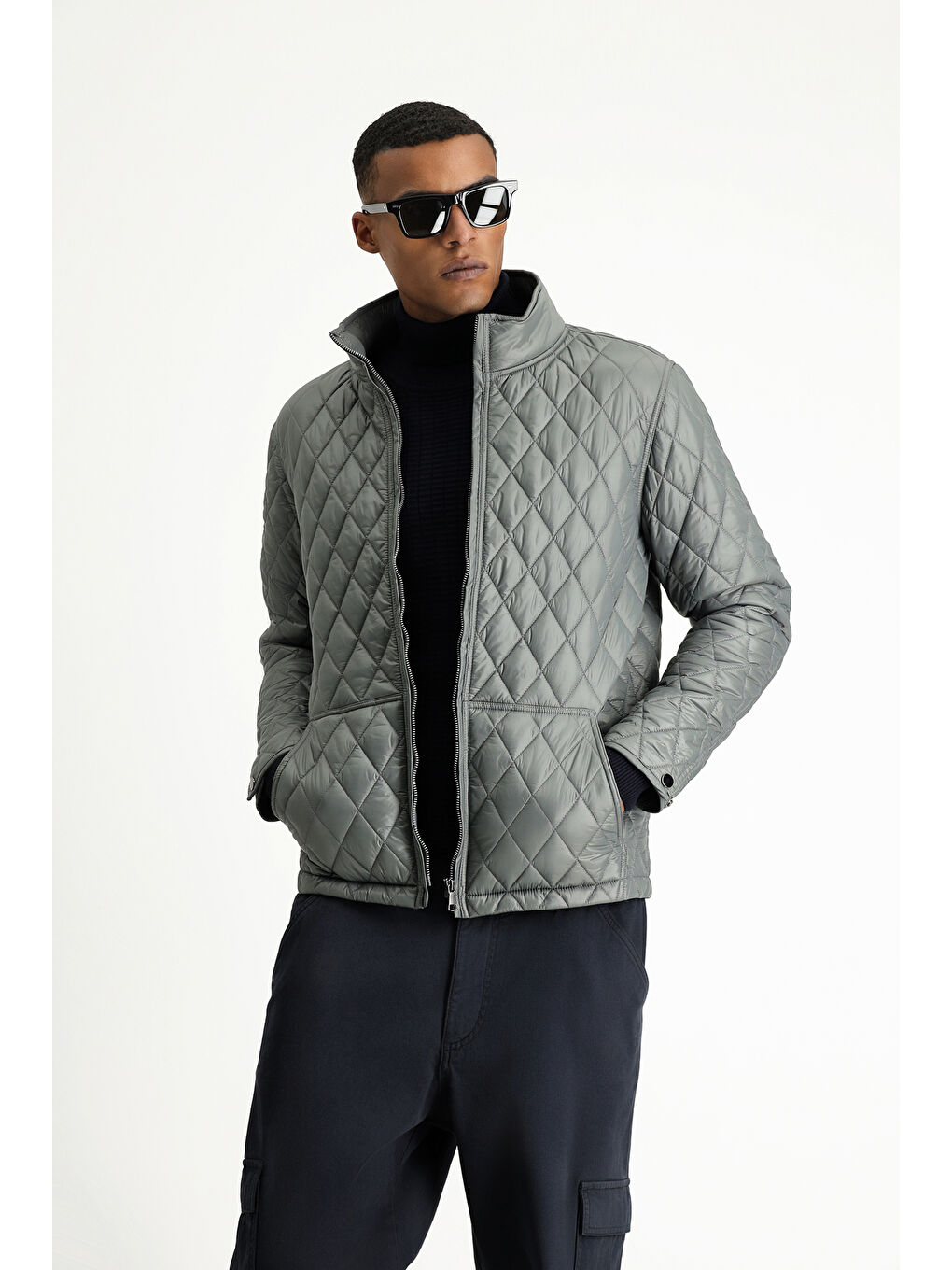 Antrasit Kapitone Spor Şişme Mont