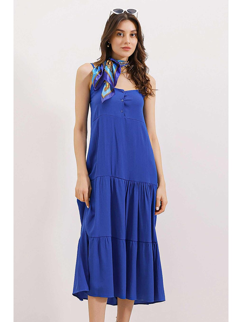 Mavi 2403 Askılı Midi Elbise - Saks