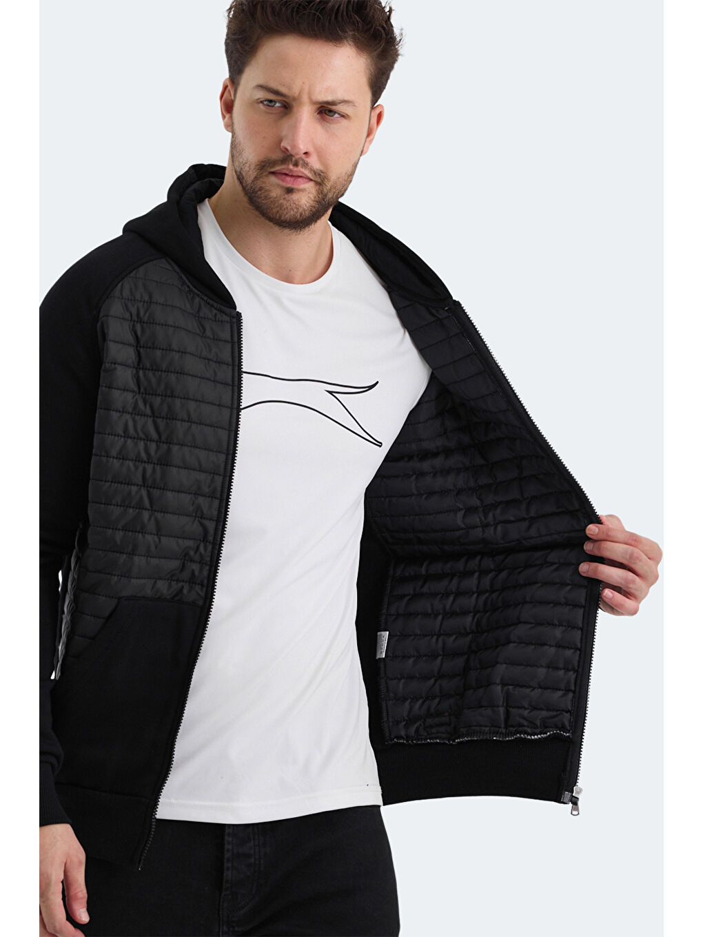 BASS Erkek Fermuarlı Sweatshirt Siyah-5