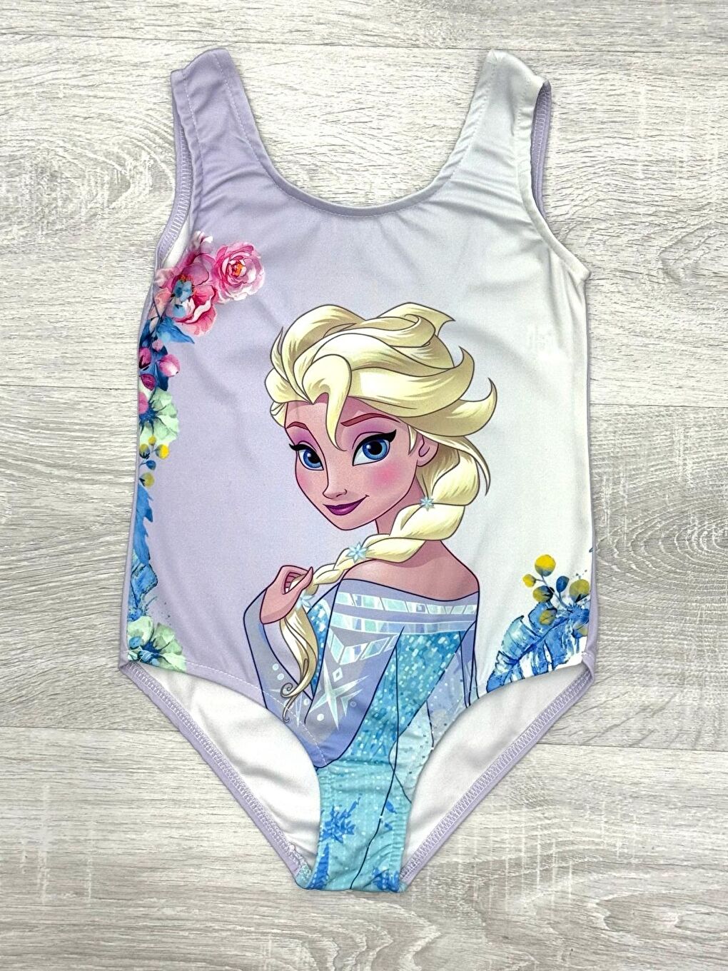 Gri Kız Çocuk Görsel Baskılı Tek Parça Mayo 3-10 Yaş 12213