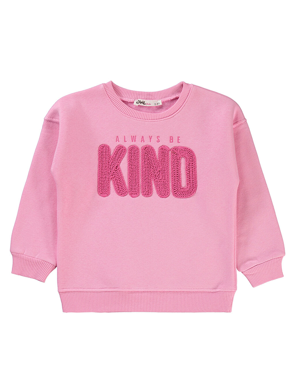 Civil Seker Pembe Kız Çocuk Sweatshirt 2-5 Yaş Şeker Pembesi