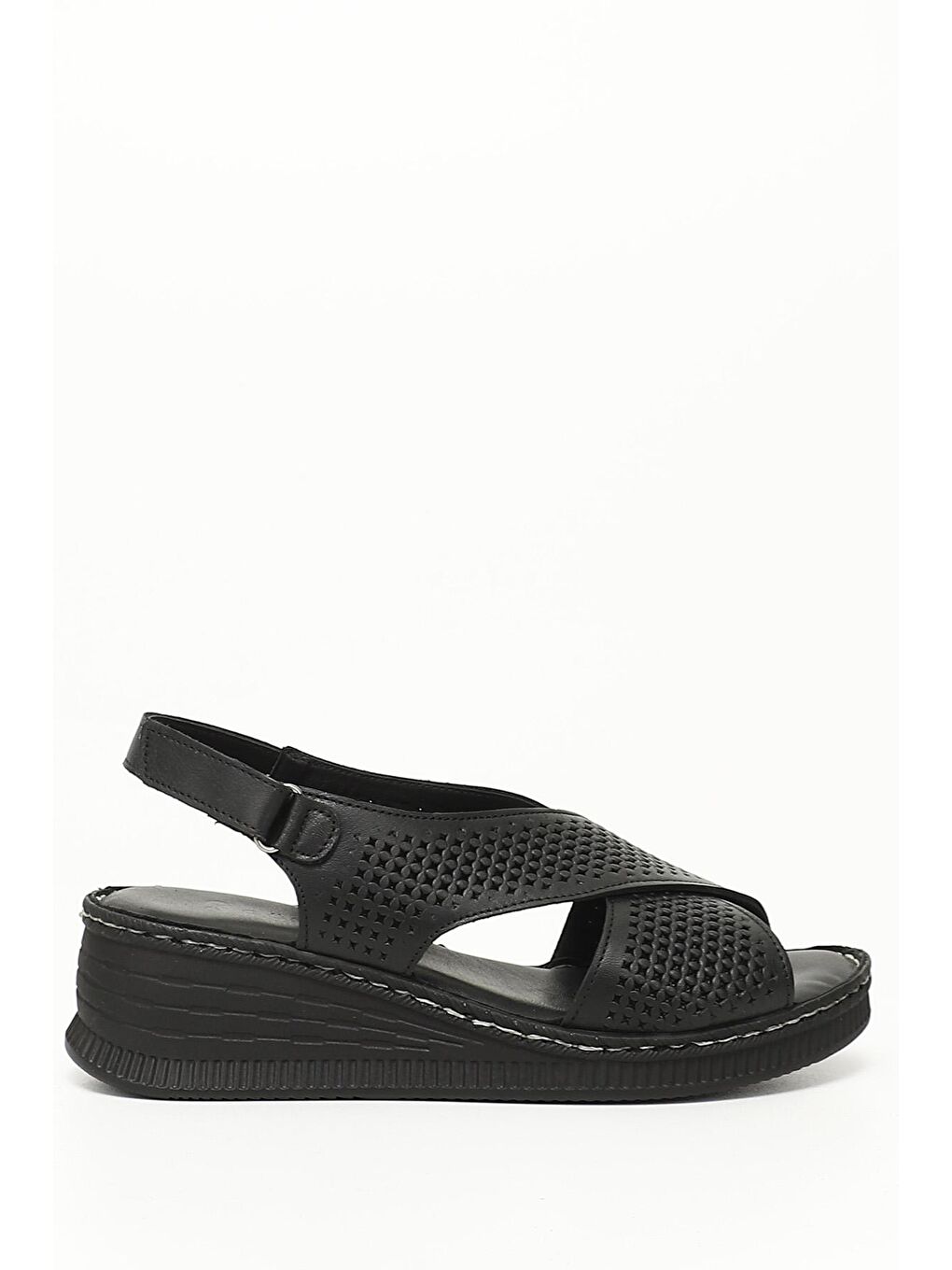 Siyah SİYAH  Hakiki Deri Dolgu Tabanlı Kadın Sandalet 45886