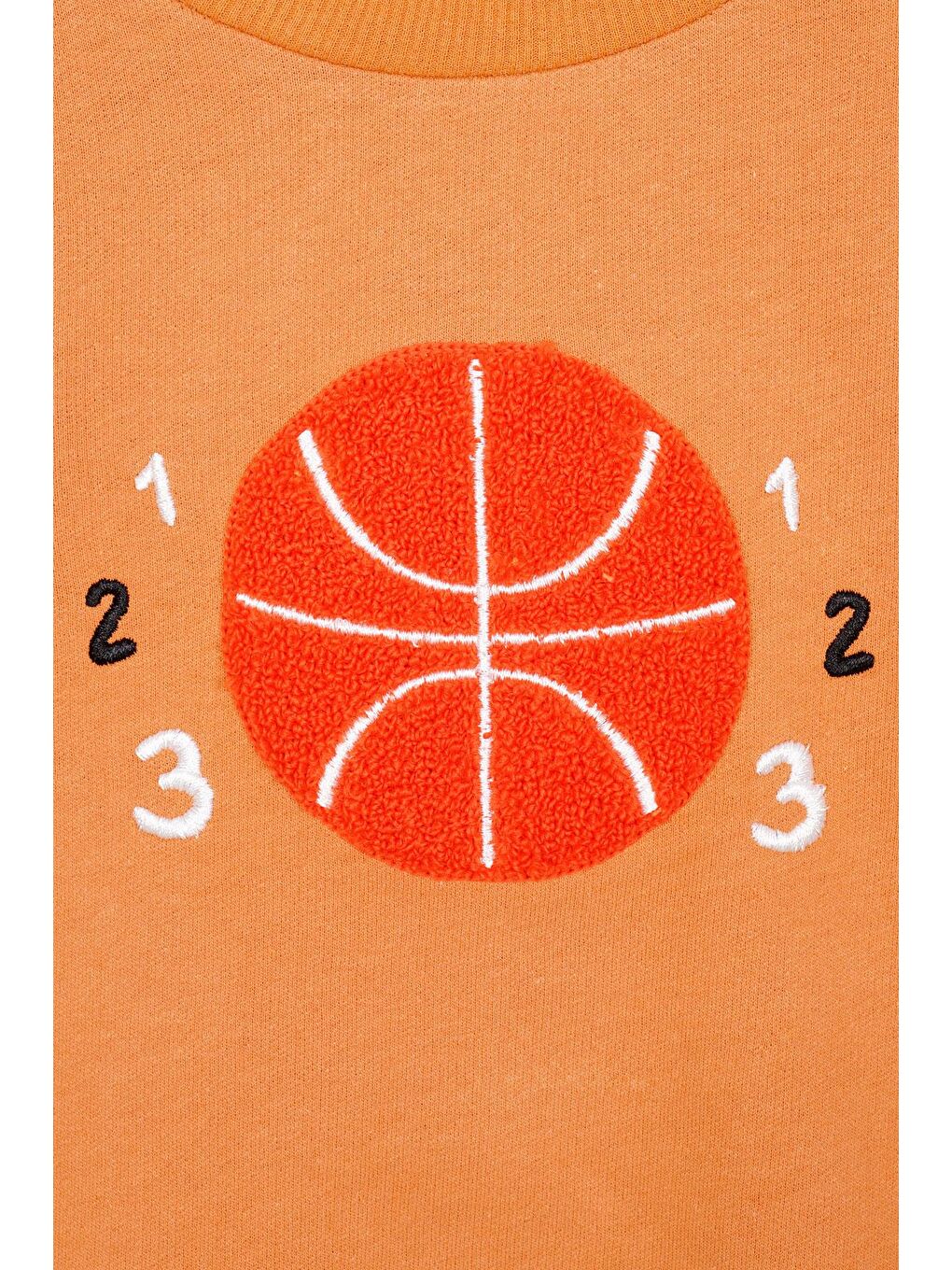 Kahverengi Basket Topu Nakışlı Kiremit Renk Erkek Çocuk Sweatshirt-1