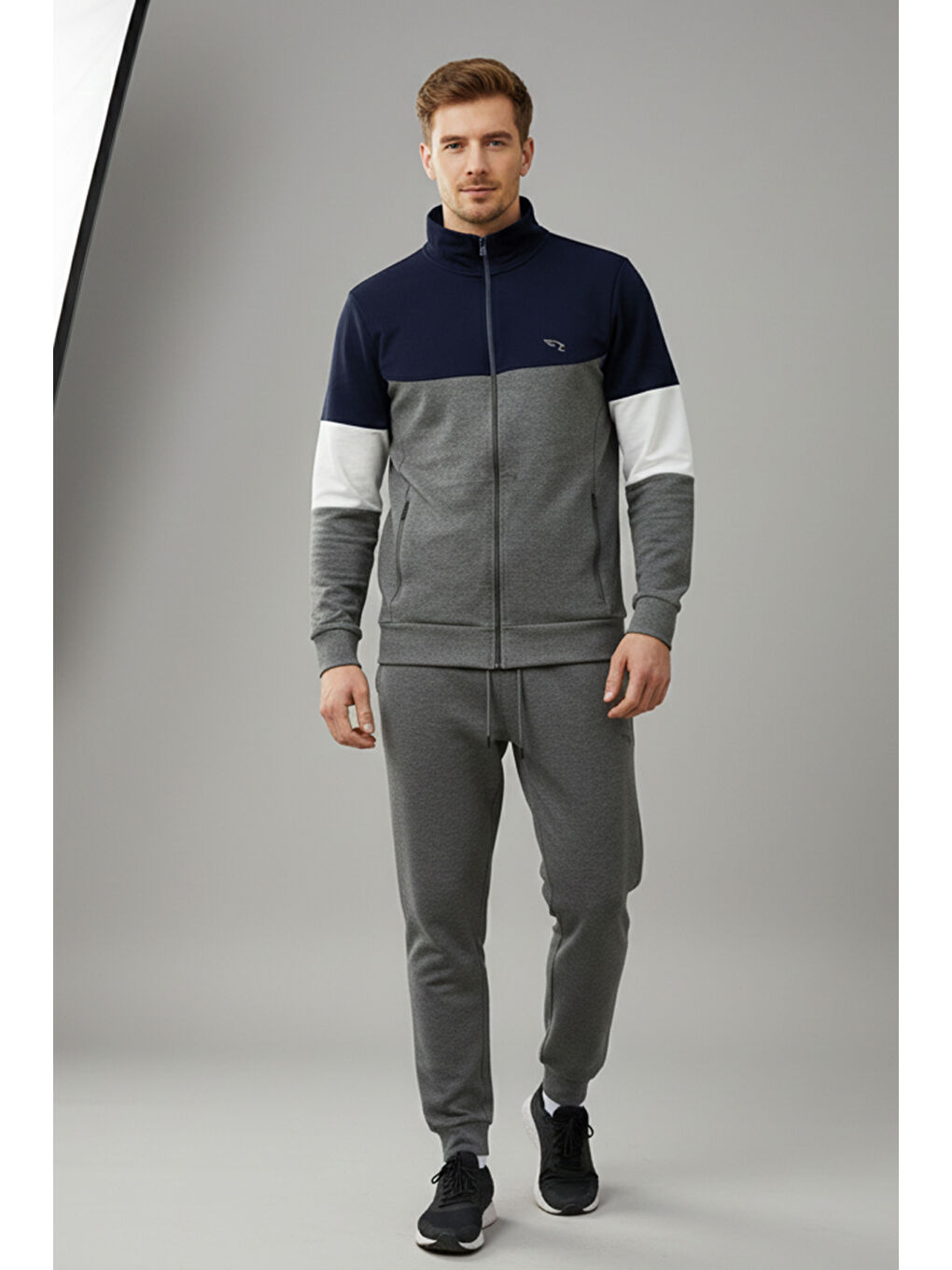Erkek Pamuklu Fermuarlı Eşofman Takımı 8023 Antrasit-3