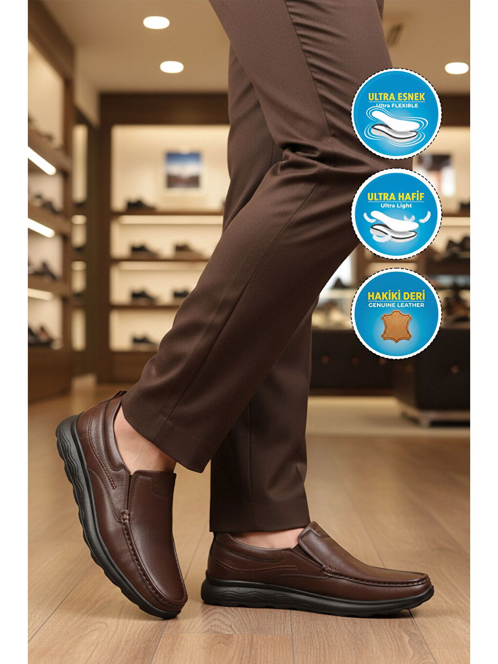 Kahverengi Premium Kahve Hakiki Deri Anatomik Erkek Casual Ayakkabı 2406 M-2