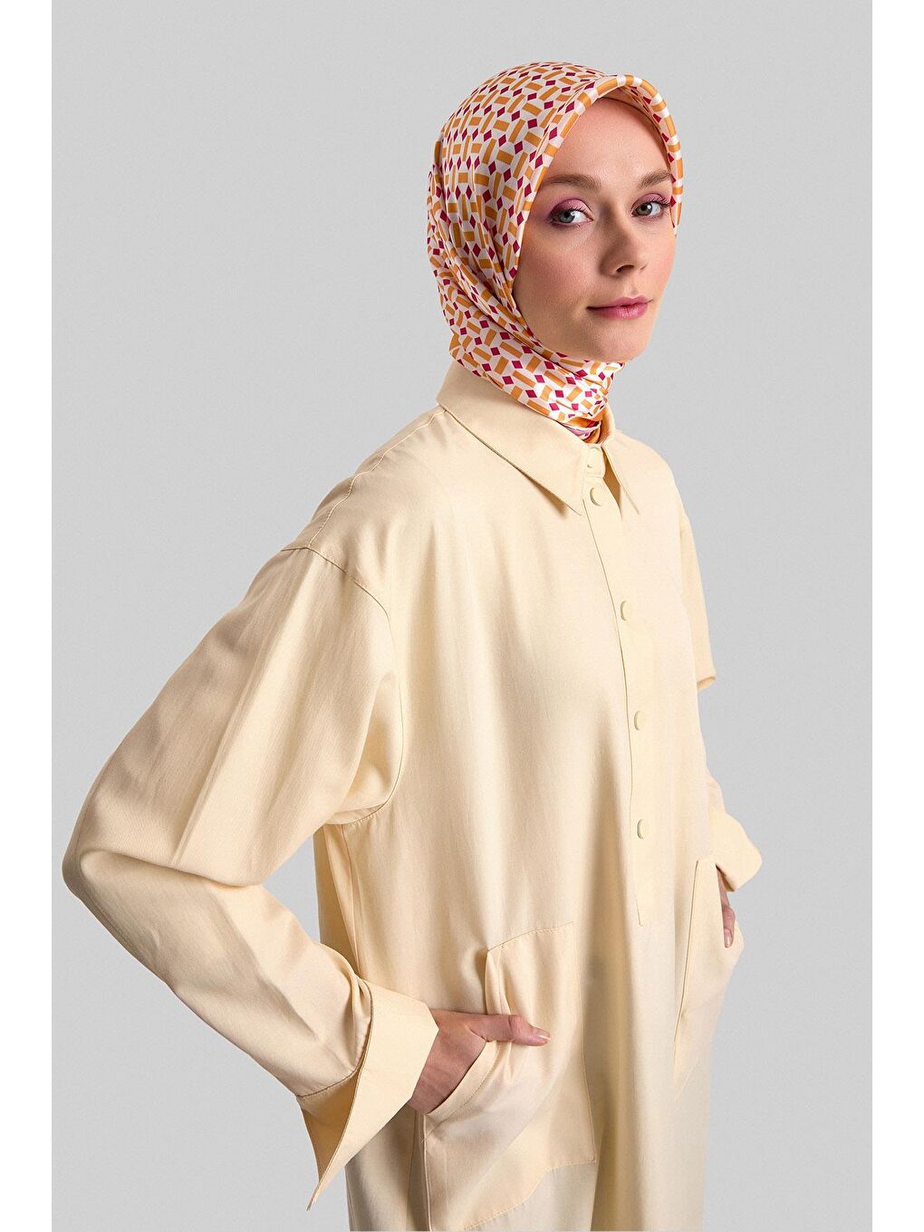 Bej Büyük Cepli Tunik 24Y4102 Fildişi-2