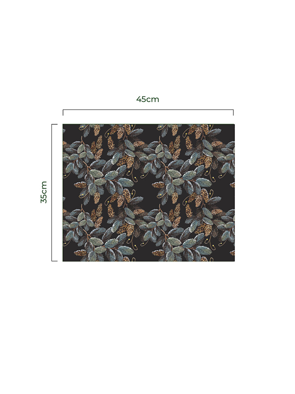 Gri Leafy Yaprak Desenli 2'li Amerikan Servis Seti – Koyu Yeşil/Füme-WTPM-1