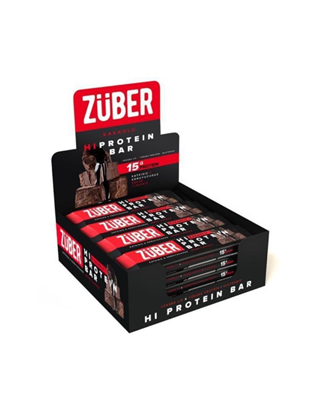 Züber Renksiz Kakaolu Yüksek Protein Bar 45 G - 12 Adet X 45gr