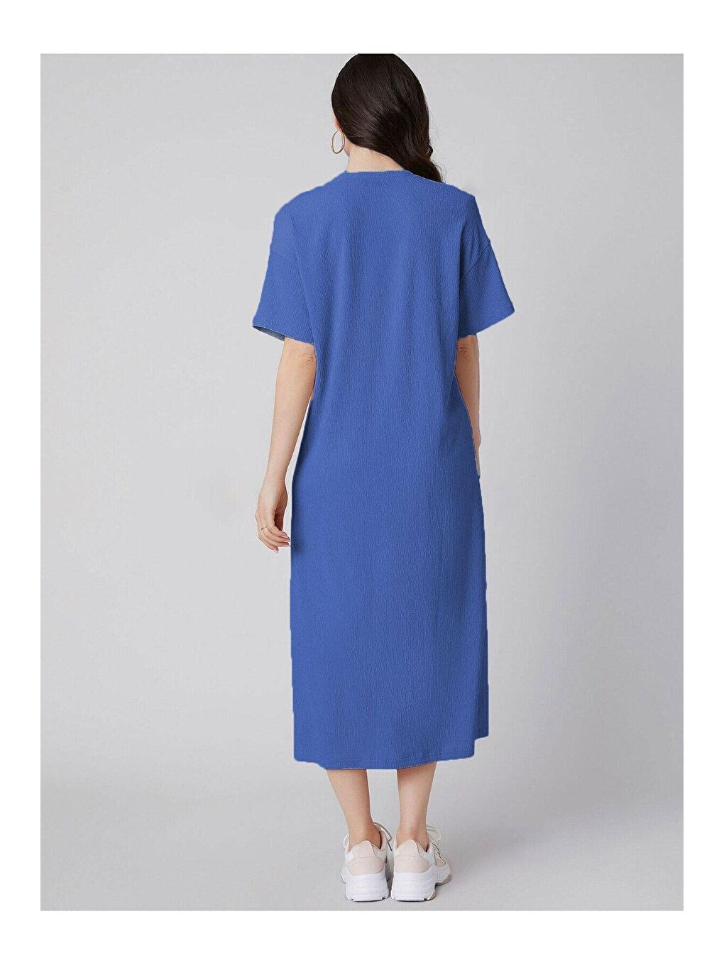 İndigo Krinkıl Bürümcük Elbise-1
