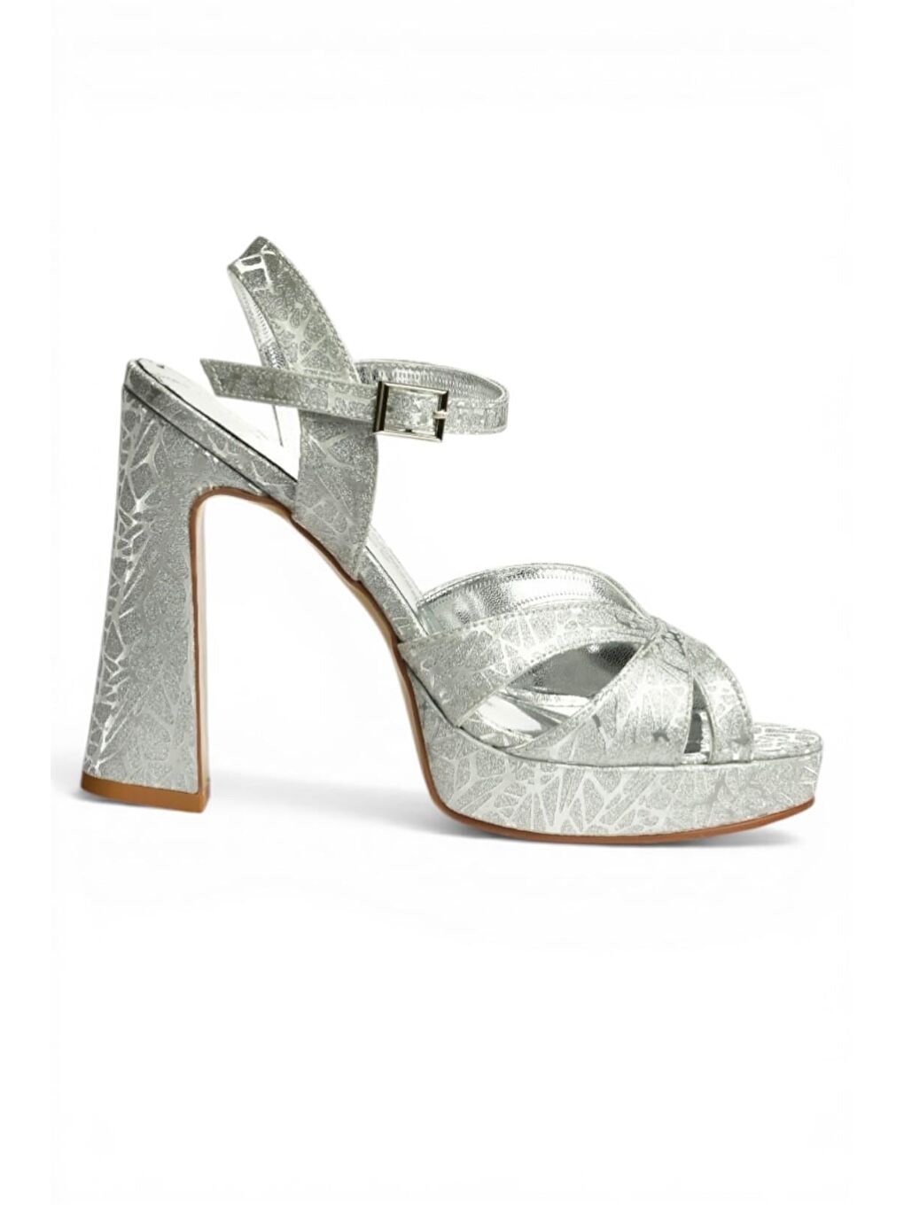 Gri Gümüş Kadın Topuklu Ayakkabı Y246170214-4