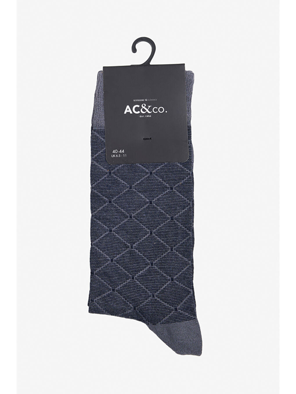 Erkek Gri-Lacivert Standart Fit Desenli Tekli Bambu Çorap