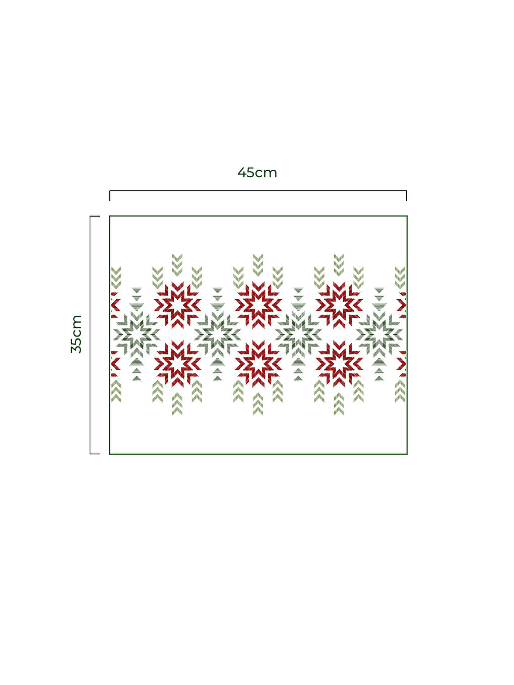 Folk Etnik Yıldız Çiçeği Desenli 2'li Amerikan Servis Seti- Yeşil-Kırmızı-FPM-1