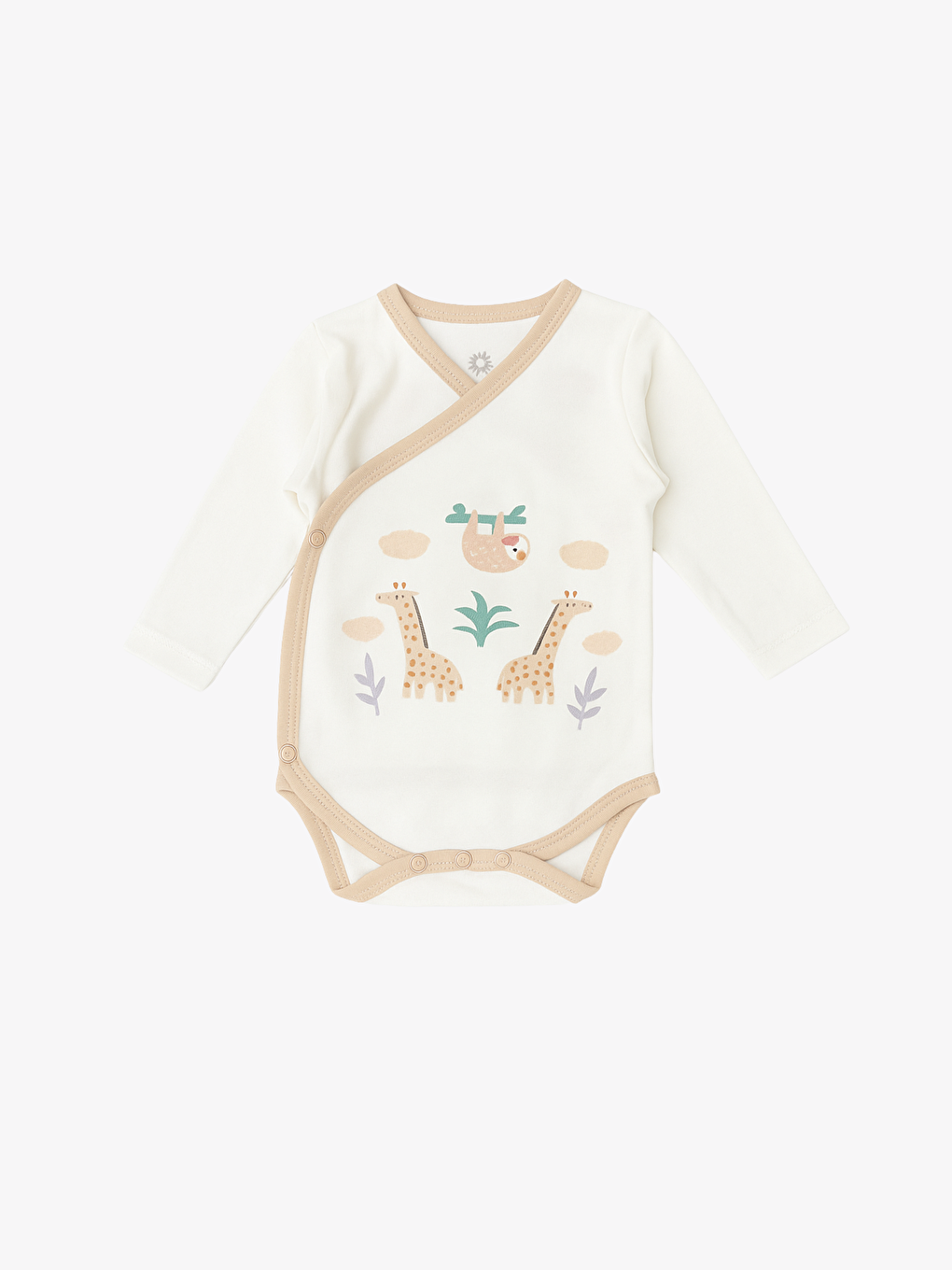 Ekru V Yaka Uzun Kollu Erkek Bebek Takım-1