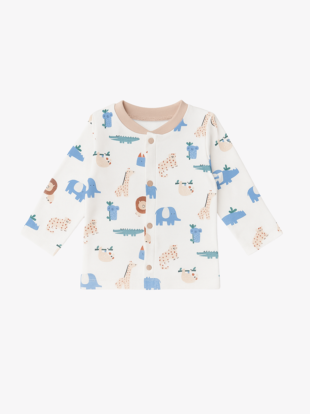 Ekru Bisiklet Yaka Uzun Kollu Erkek Bebek Takım-1