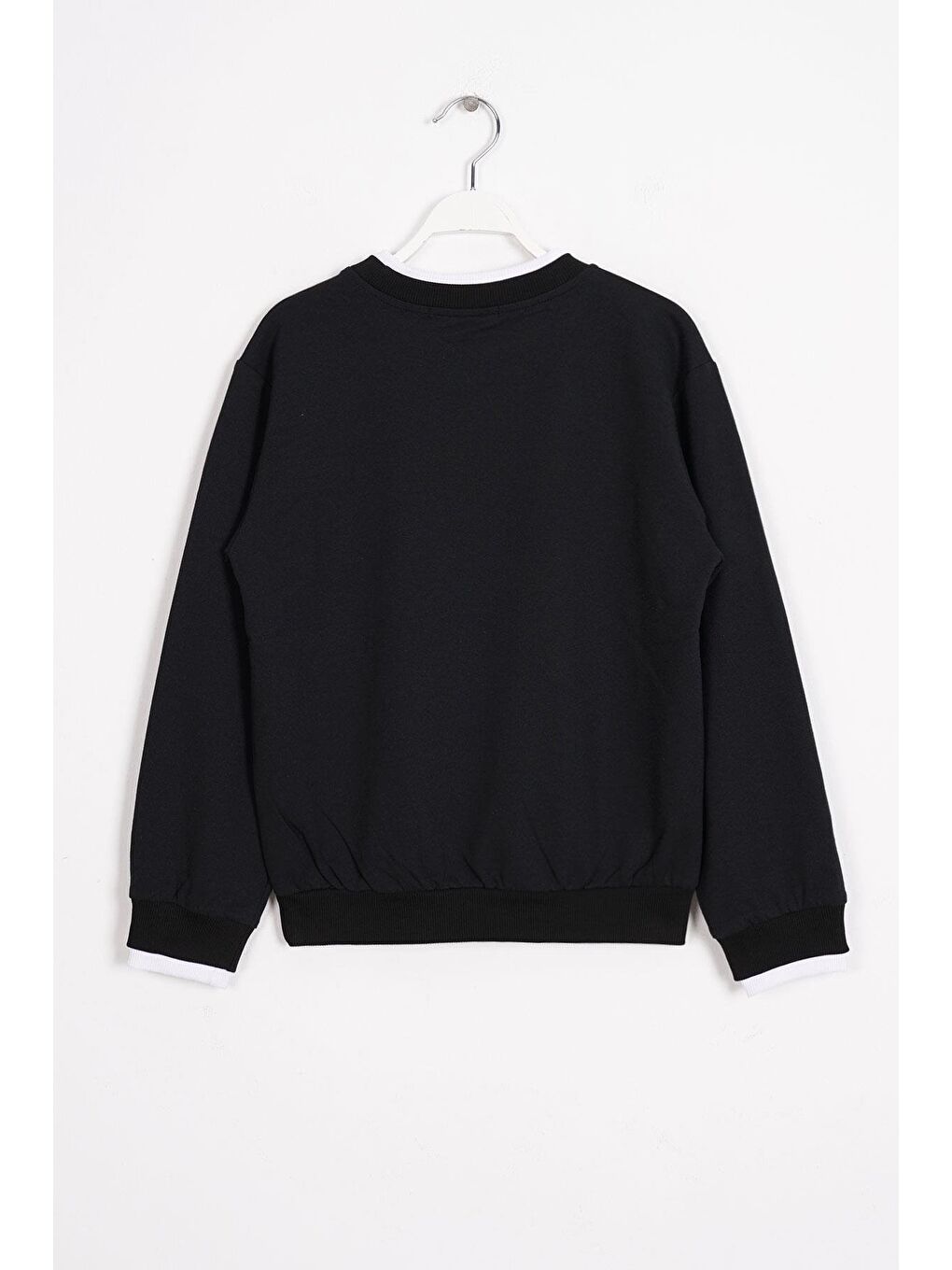 Yakası ve Kolları Garnili Siyah Renk Erkek Çocuk Sweatshirt-2
