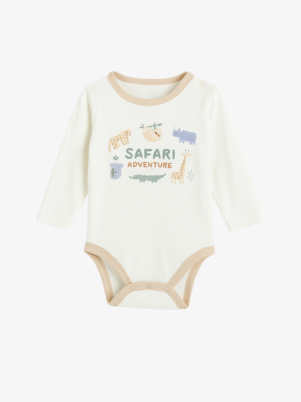 Lila Bisiklet Yaka Uzun Kollu Baskılı Erkek Bebek Çıtçıtlı Body ve Pantolon 2'li Takım-1