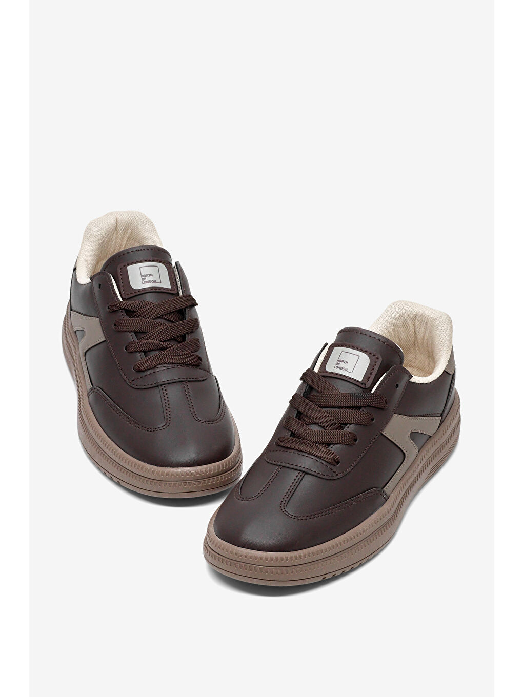 Kahverengi Kadın Kahve Rahat Kalıp Kauçuk Taban Bağcıklı Sneaker-2