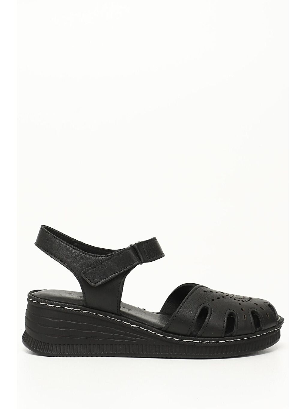 Siyah SİYAH  Hakiki Deri Dolgu Tabanlı Kadın Sandalet 45885