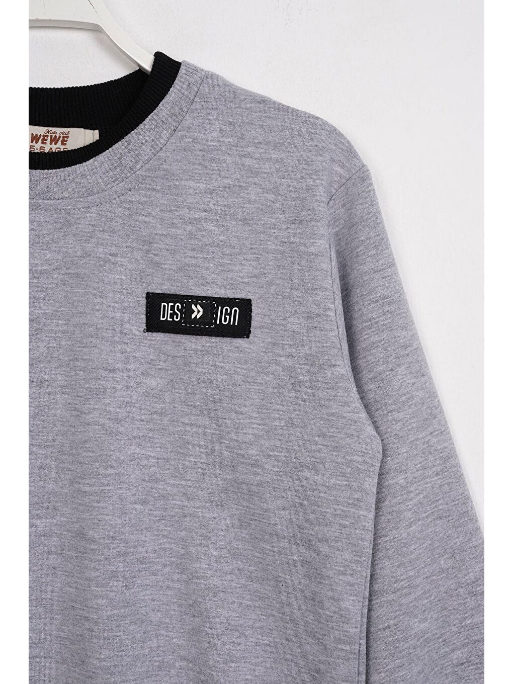 Yakası ve Kolları Garnili Gri Renk Erkek Çocuk Sweatshirt-1