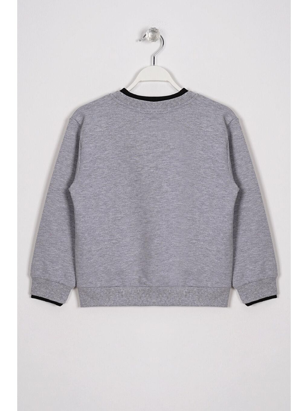 Yakası ve Kolları Garnili Gri Renk Erkek Çocuk Sweatshirt-2