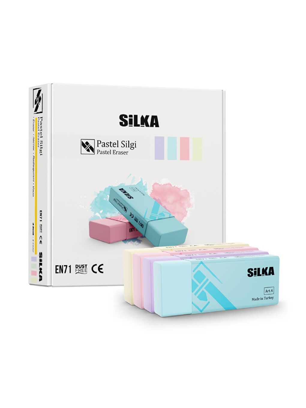 Silka Karışık Asorti Pastel Silgi Küçük Boy ART-45 (4 Renk Set) - 7