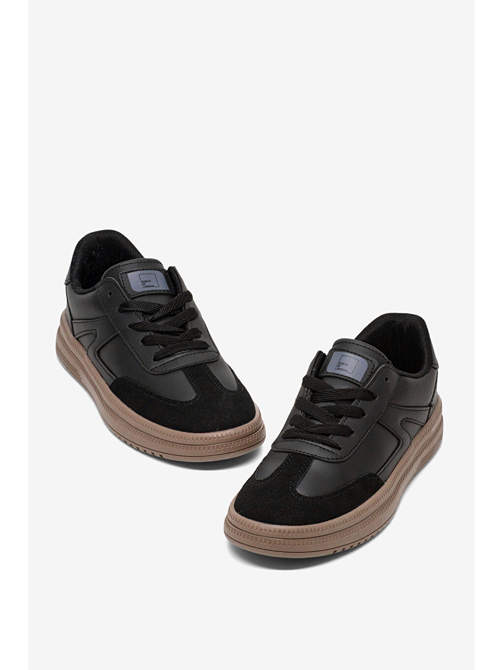 Kadın Siyah Siyah Rahat Kalıp Kauçuk Taban Bağcıklı Sneaker-1