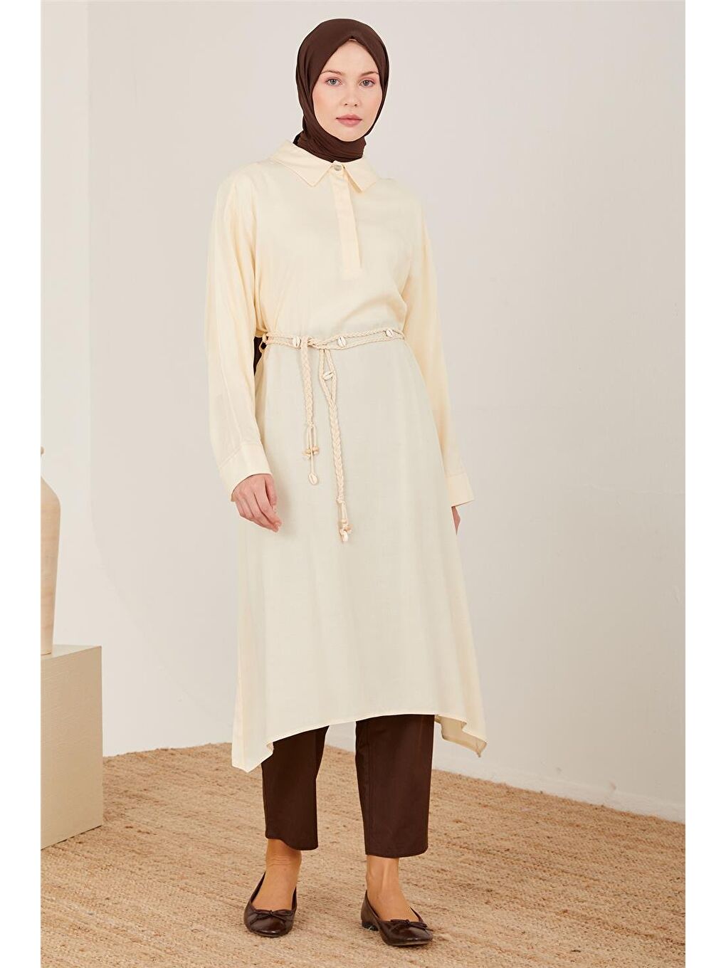 Bej Deniz Kabuğu Detaylı Tunik  23Y4504 Aytaşı-1