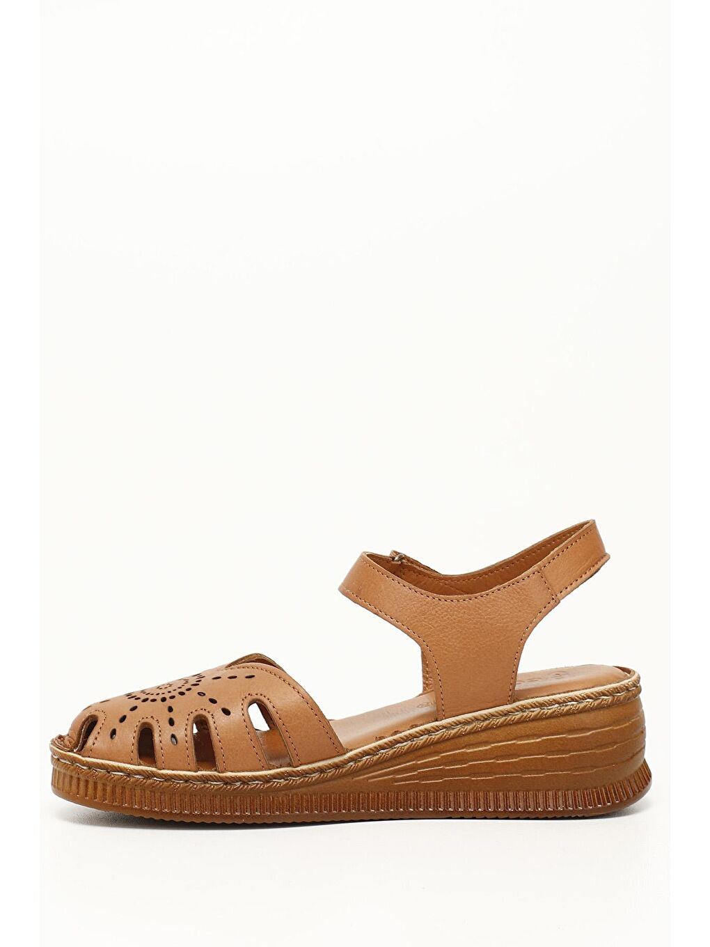 Kahverengi TABA-KAHVERENGİ  Hakiki Deri Dolgu Tabanlı Kadın Sandalet 45885-2