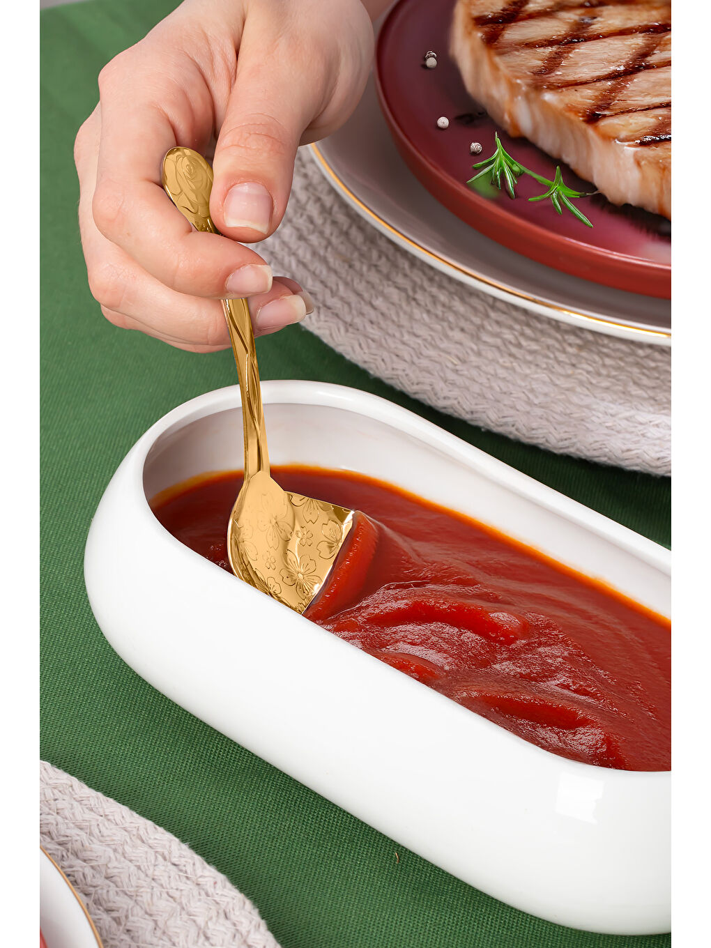 Sarı 5217 Metal Gold 2li Sos Kaşığı 13cm-1