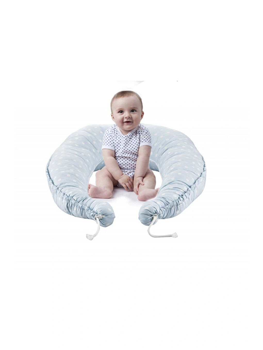 5 Fonksiyonlu Anne Yanı & Emzirme Minderi & Bebek Yatağı Mavi Benekli-3