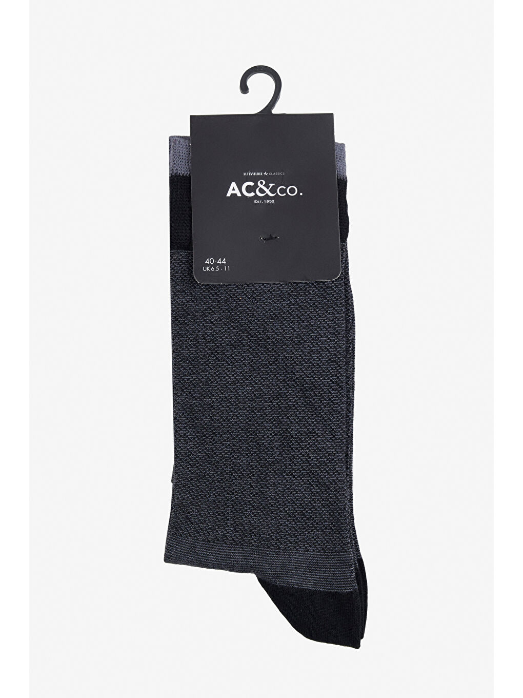Erkek Gri-Siyah Desenli Tekli Çorap
