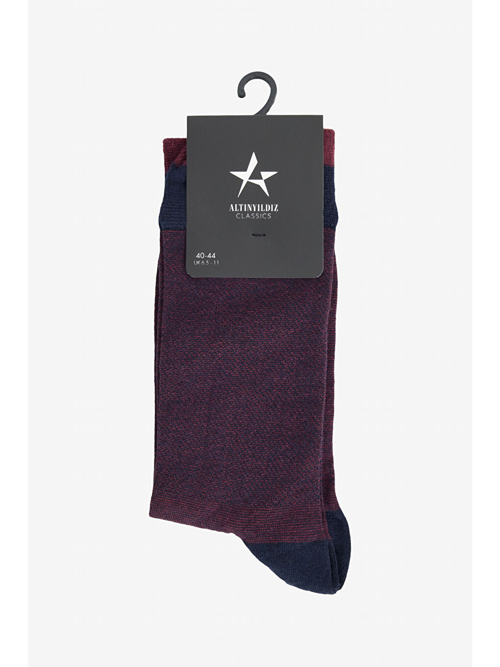 Erkek Lacivert-Bordo Desenli Tekli Çorap