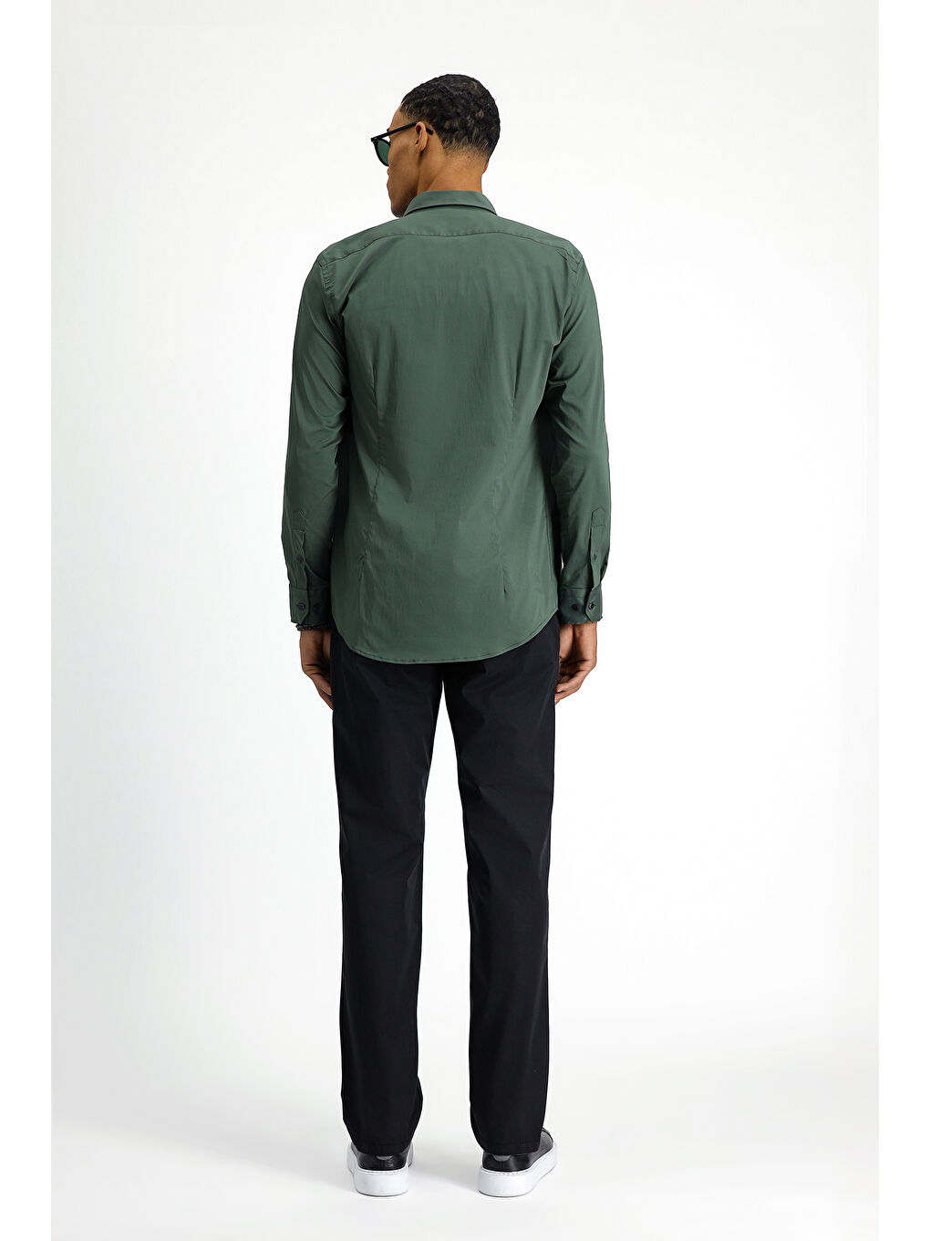 Siyah Regular Fit Elastanlı Kanvas / Chino Pantolon-3