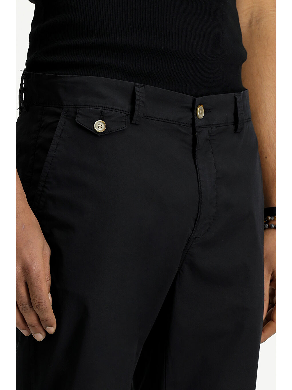Siyah Regular Fit Elastanlı Kanvas / Chino Pantolon-4
