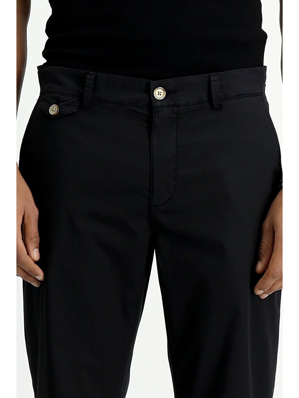 Siyah Regular Fit Elastanlı Kanvas / Chino Pantolon-5