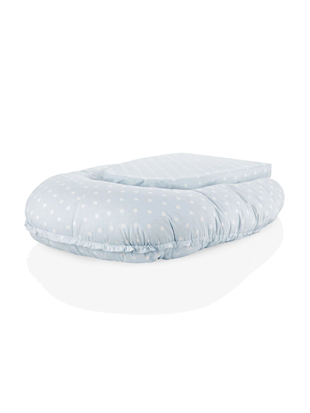 5 Fonksiyonlu Anne Yanı & Emzirme Minderi & Bebek Yatağı Mavi Benekli-4