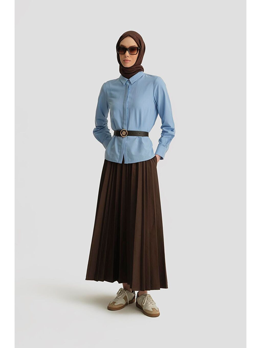 Kahverengi Piliseli Etek 25Y1811 Acı Kahve-1