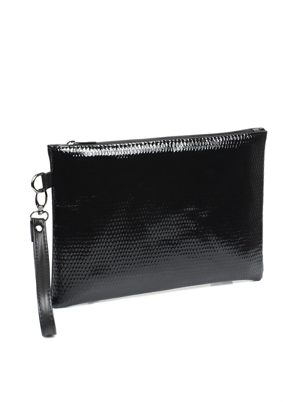 Capone Outfitters Siyah Rugan Yılan Desenli Paris Kadın Clutch Çanta - 1