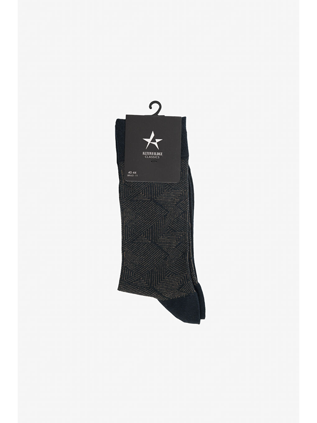 Erkek Lacivert-Bej Desenli Tekli Çorap