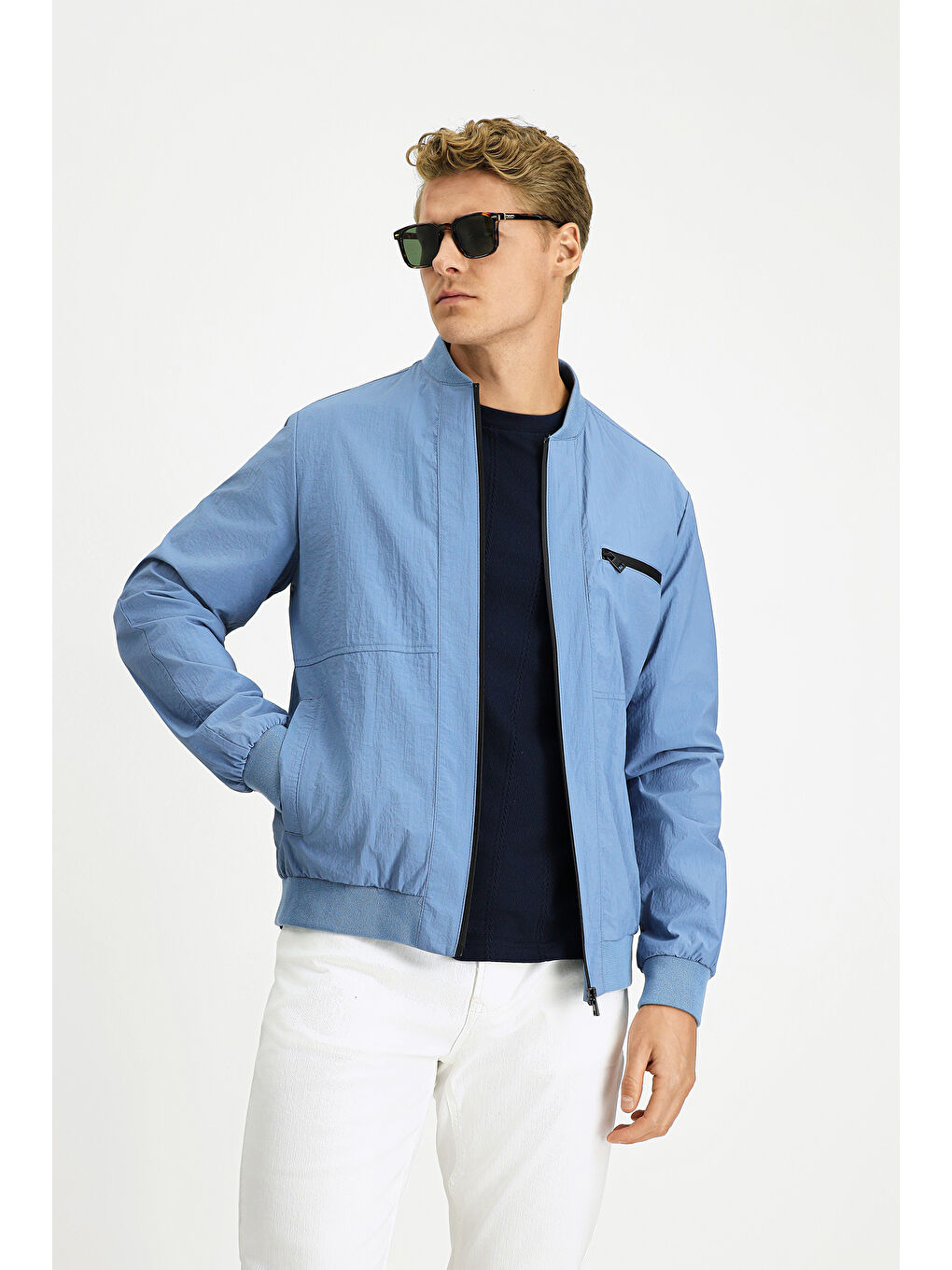 Mavi Mevsimlik Spor Bomber Ceket Mont